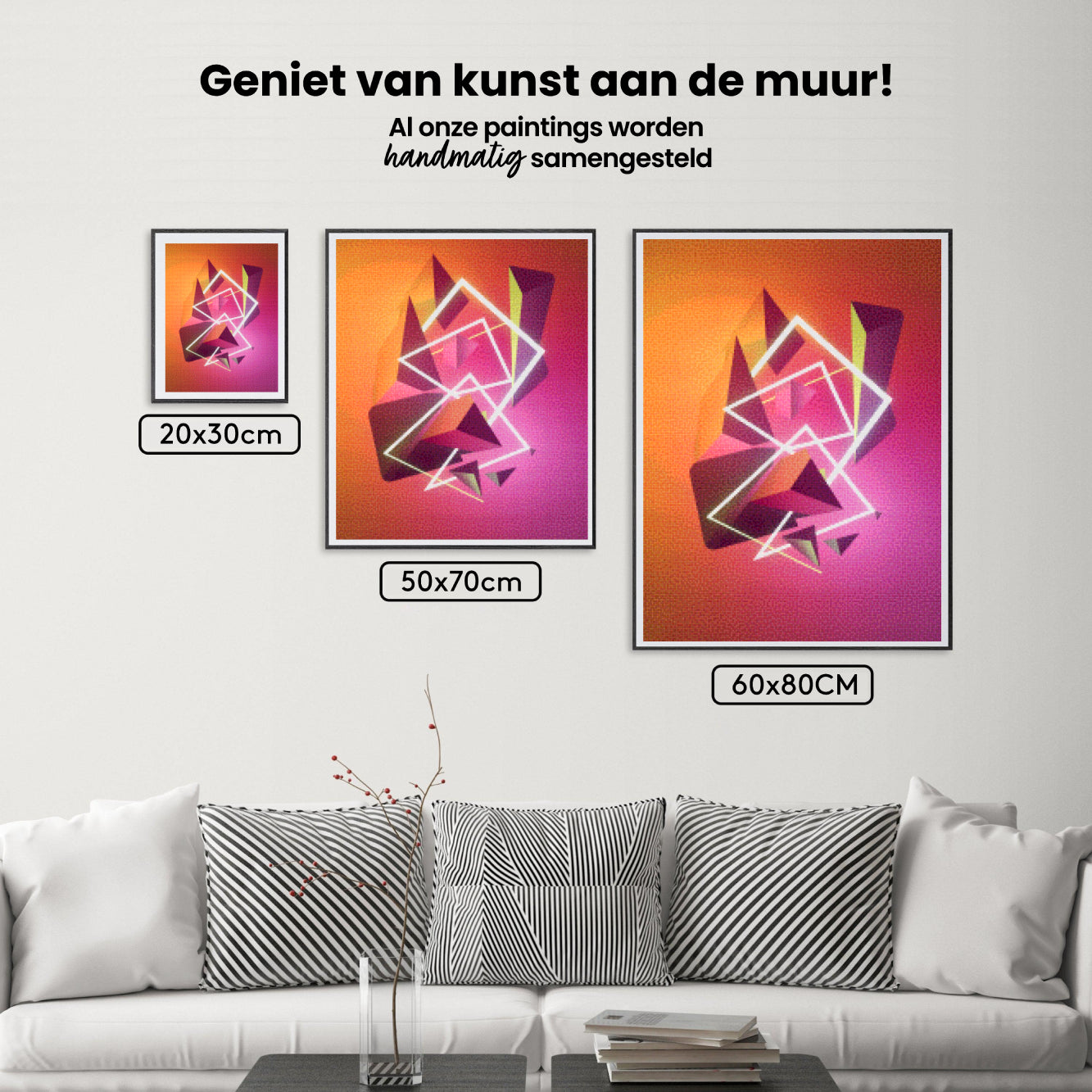 Diamond Painting – Abstrakte geometrische Formen in Neonfarben