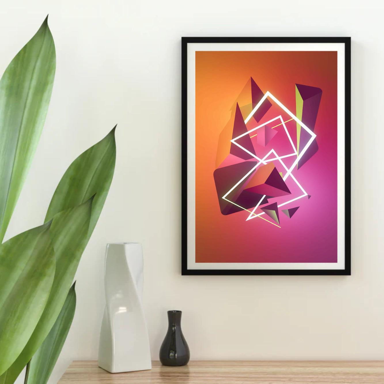 Diamond Painting – Abstrakte geometrische Formen in Neonfarben