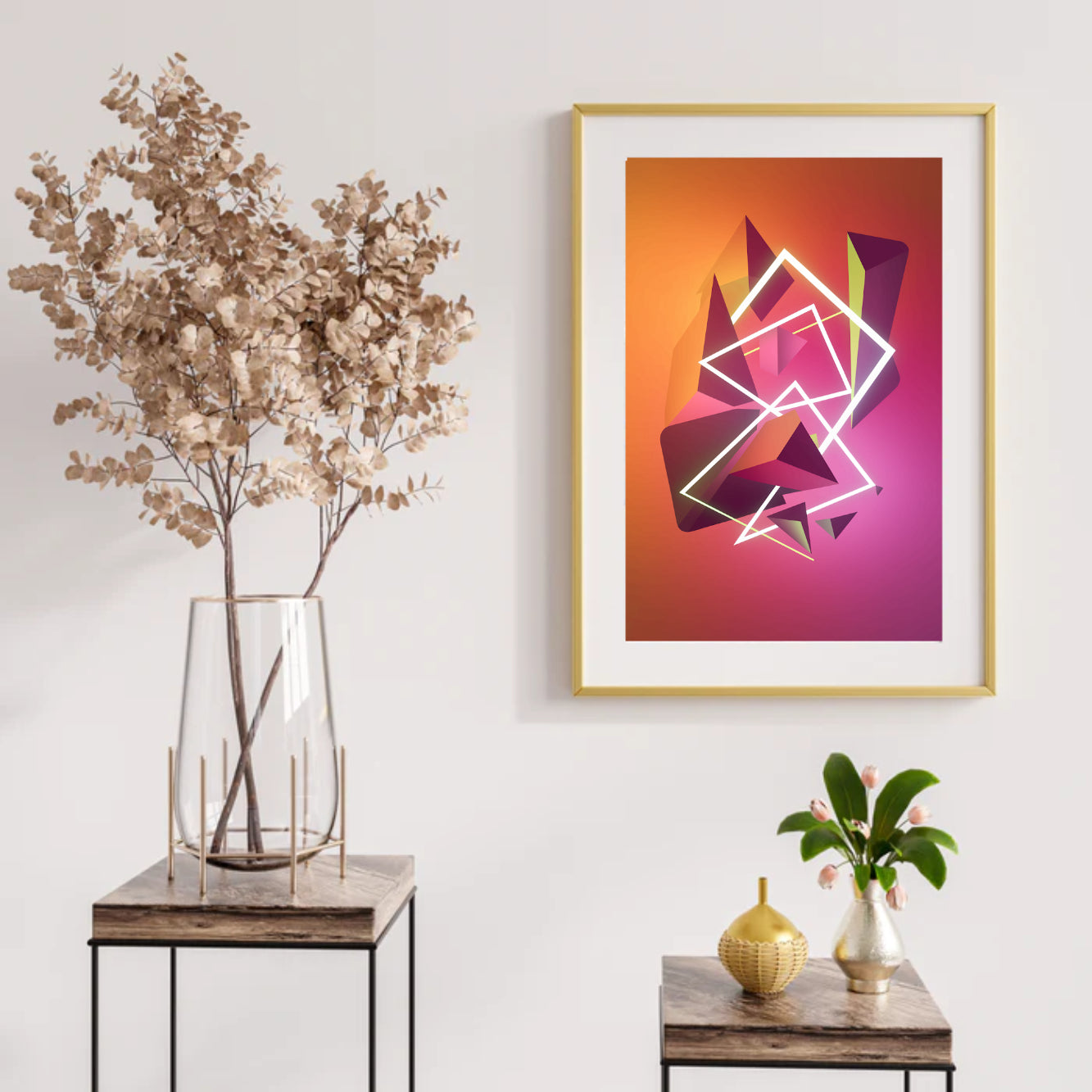 Diamond Painting – Abstrakte geometrische Formen in Neonfarben