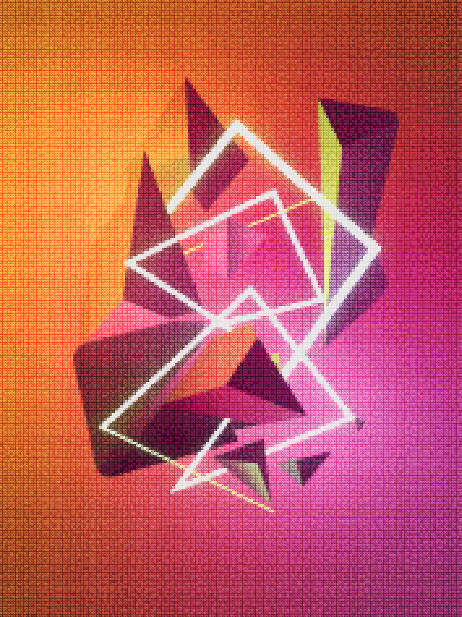 Diamond Painting – Abstrakte geometrische Formen in Neonfarben