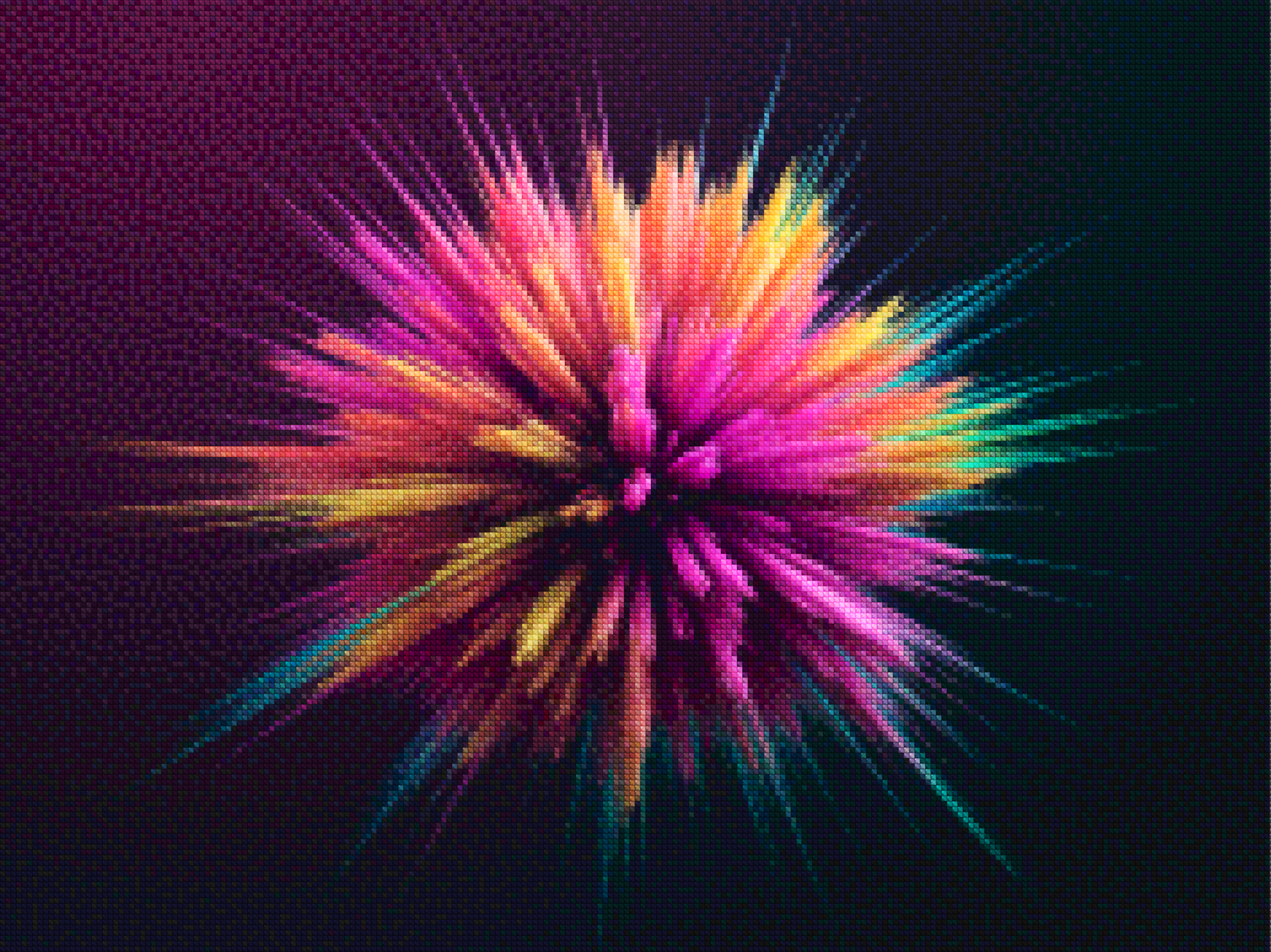 Diamantmalerei – Abstrakte kosmische Explosion mit leuchtenden Farben