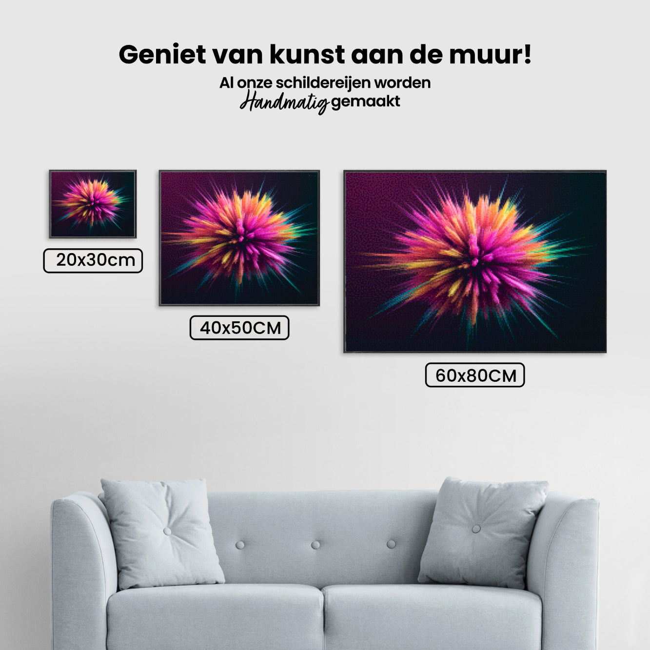 Diamantmalerei – Abstrakte kosmische Explosion mit leuchtenden Farben