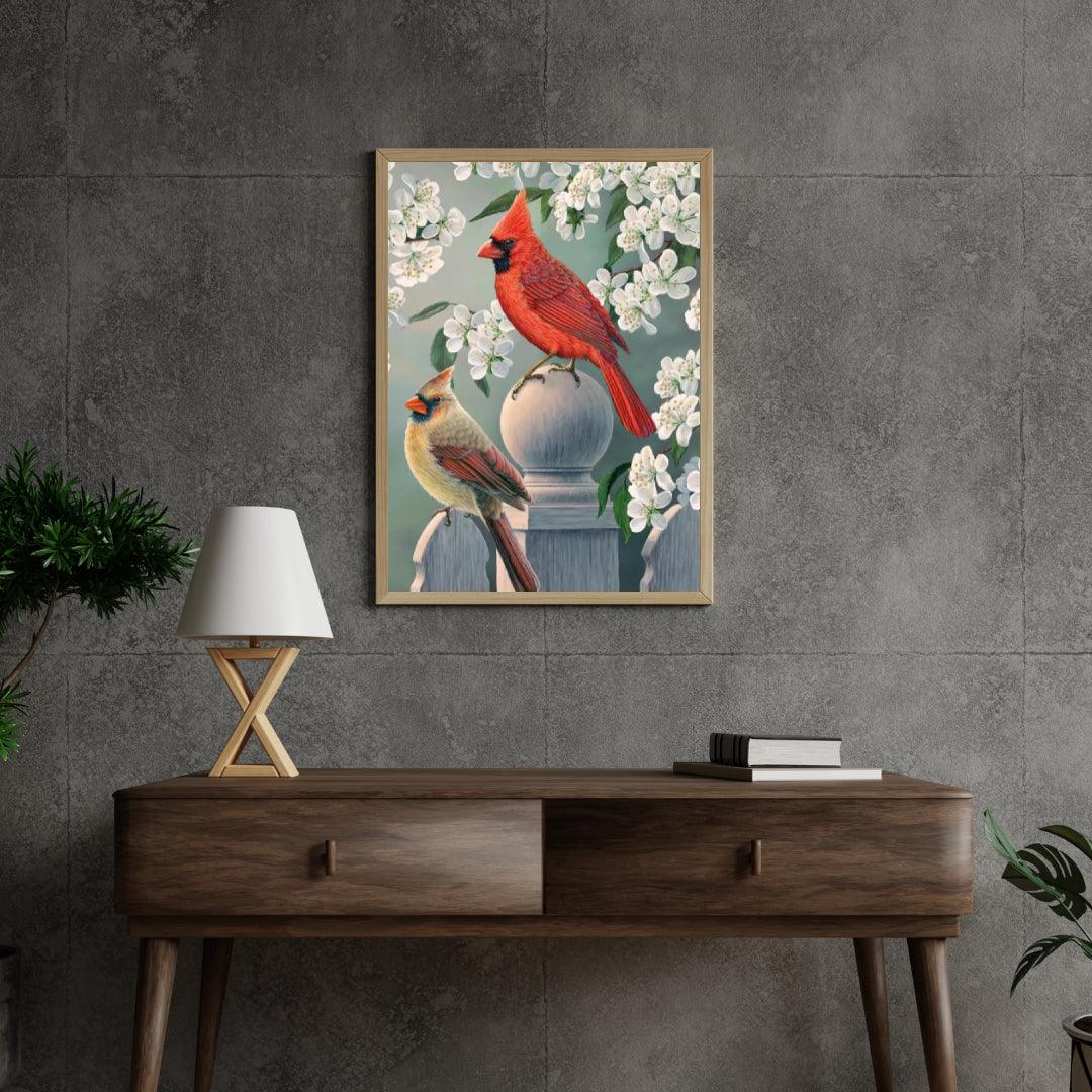 Diamantmalerei – Kardinalspaar im Hinterhof