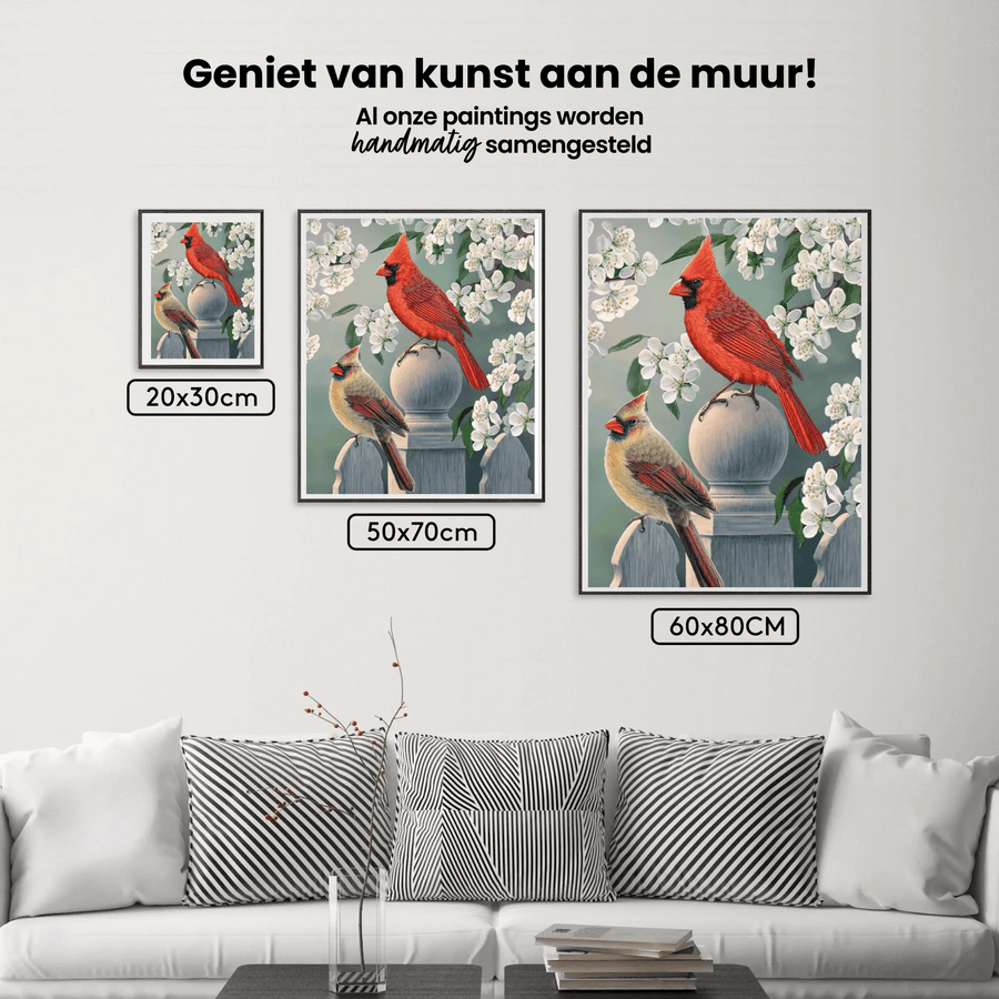 Diamantmalerei – Kardinalspaar im Hinterhof