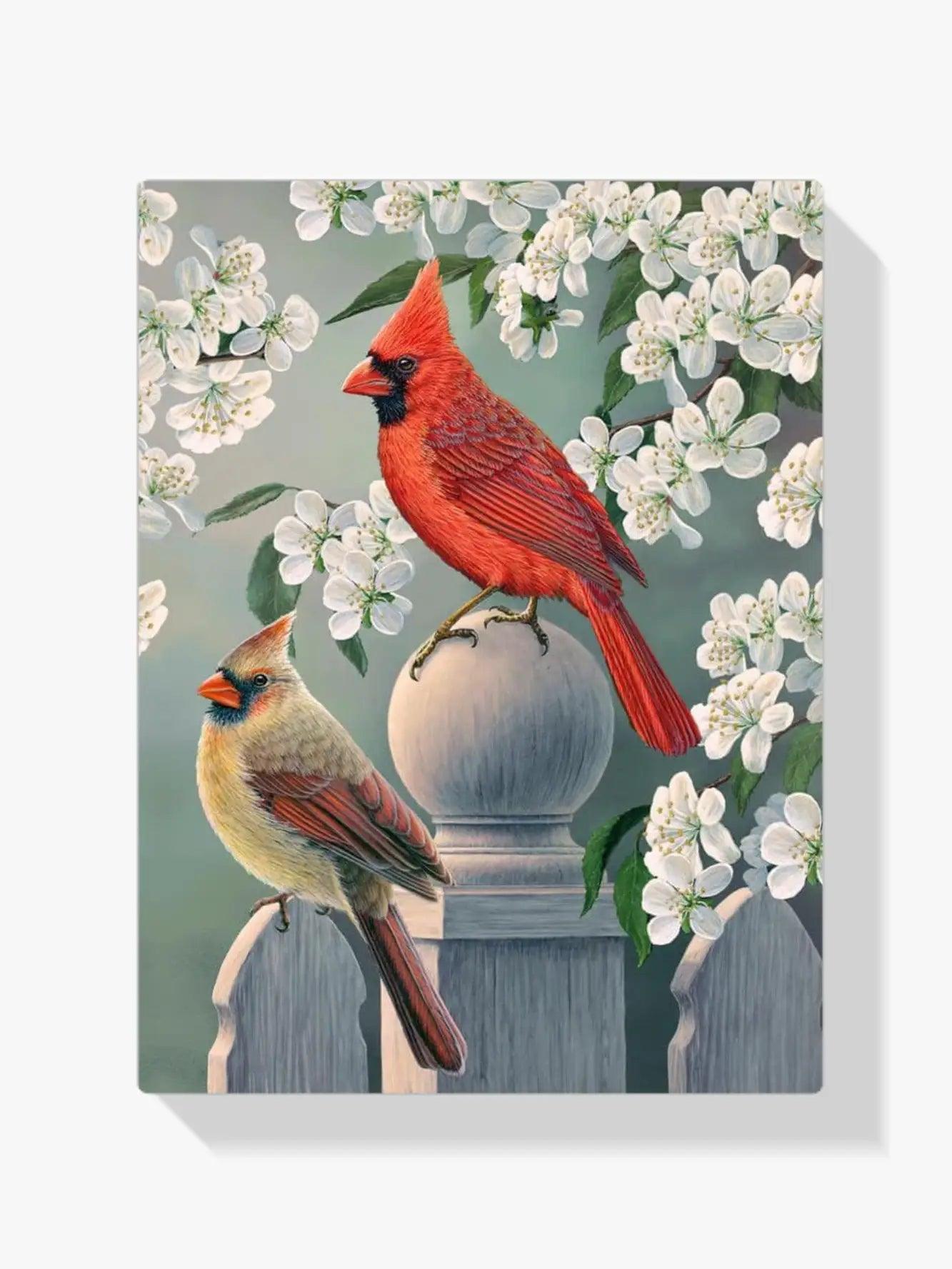 Diamantmalerei – Kardinalspaar im Hinterhof