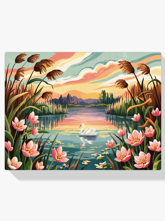 Diamantmalerei - Abendliche Blumenlandschaft