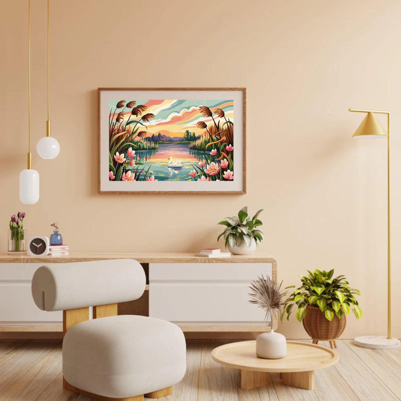 Diamantmalerei - Abendliche Blumenlandschaft