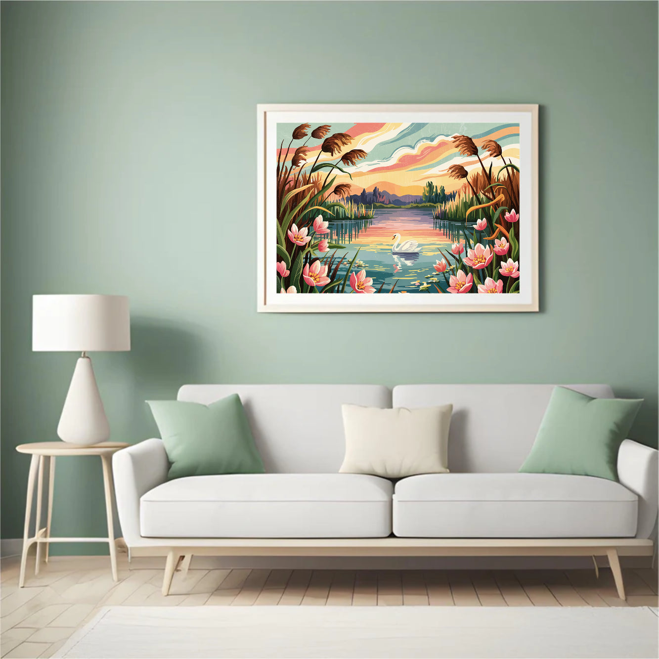 Diamantmalerei - Abendliche Blumenlandschaft