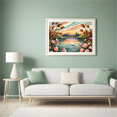 Diamantmalerei - Abendliche Blumenlandschaft