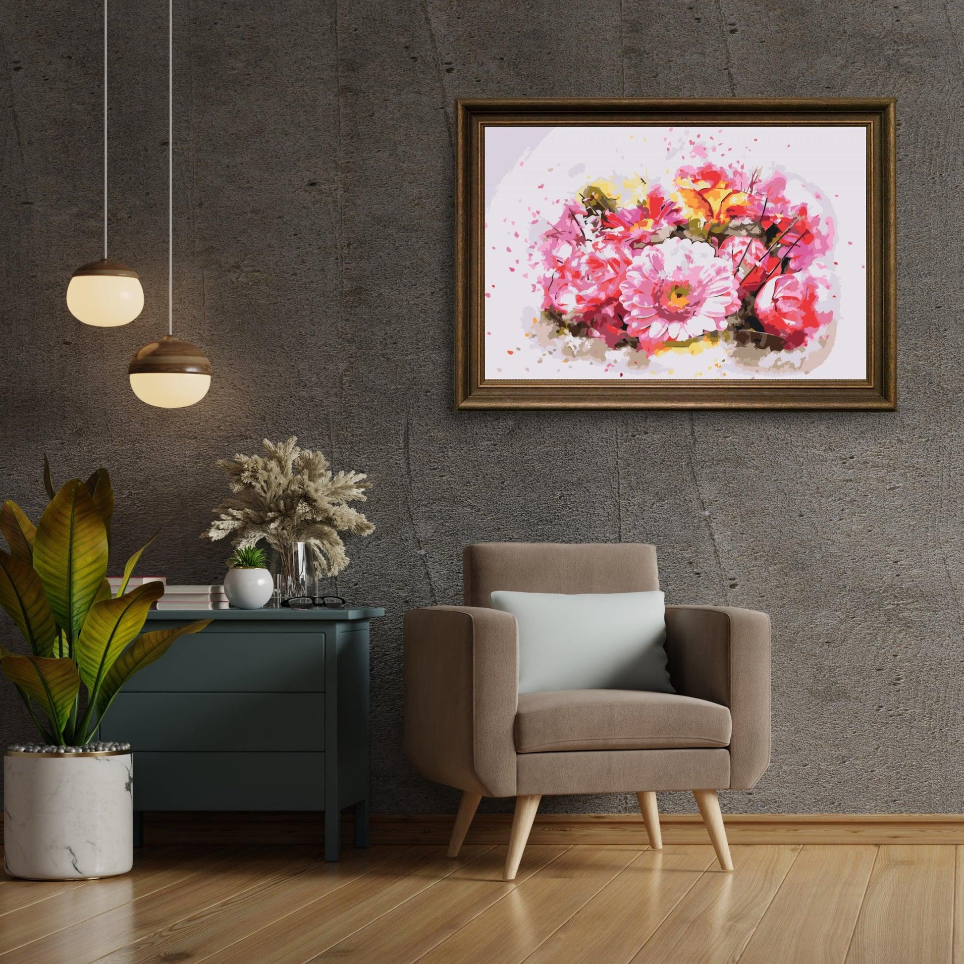 Diamantmalerei - Strauß rosa Blumen - SEOS Shop ®