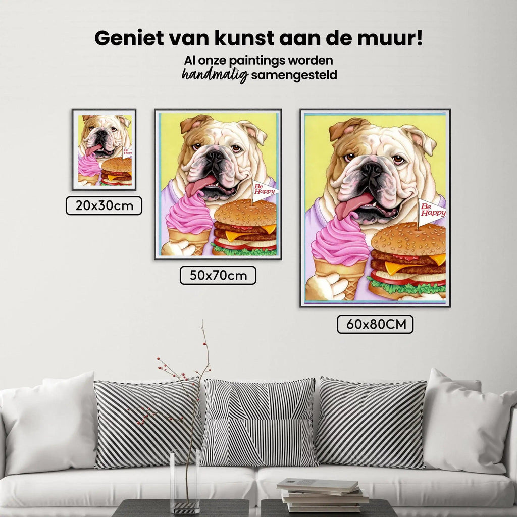 Diamantmalerei - Bulldogge Hamburger