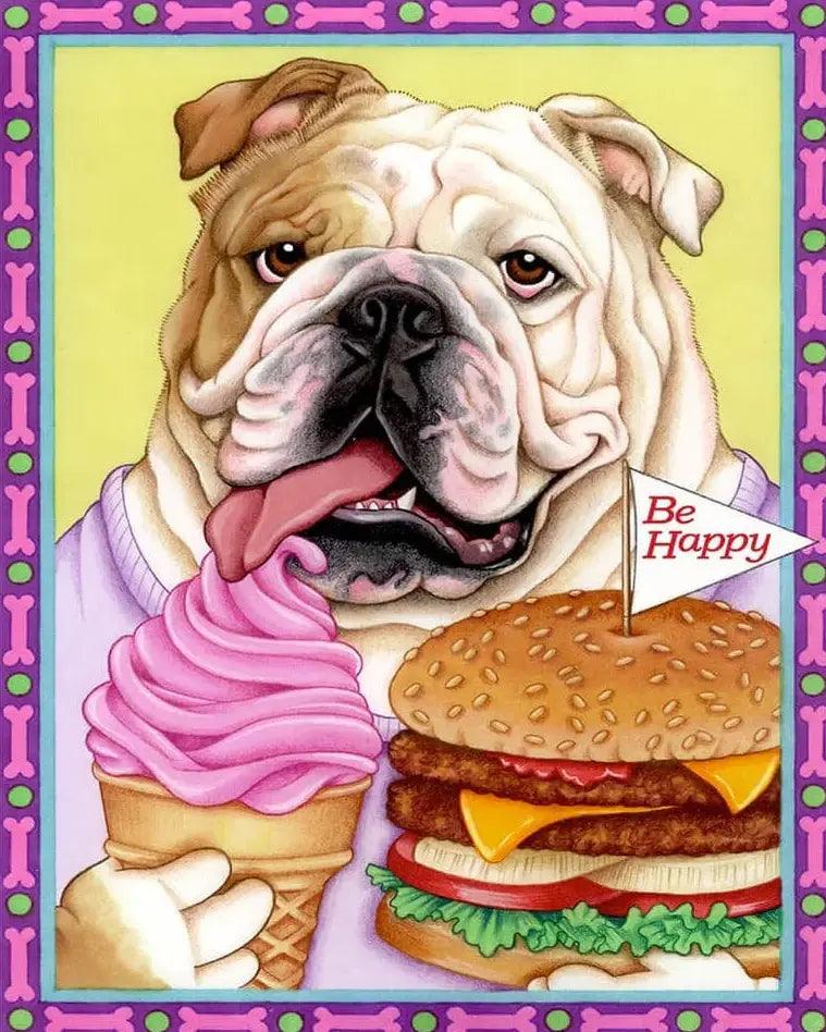 Diamantmalerei - Bulldogge Hamburger