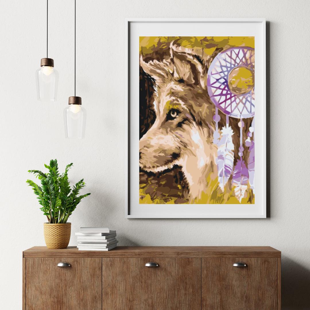 Diamond Painting - Der Wolf und der Traumfänger - SEOS®