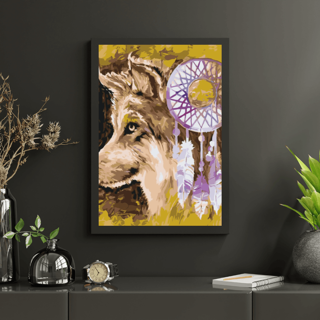 Diamond Painting - Der Wolf und der Traumfänger - SEOS®