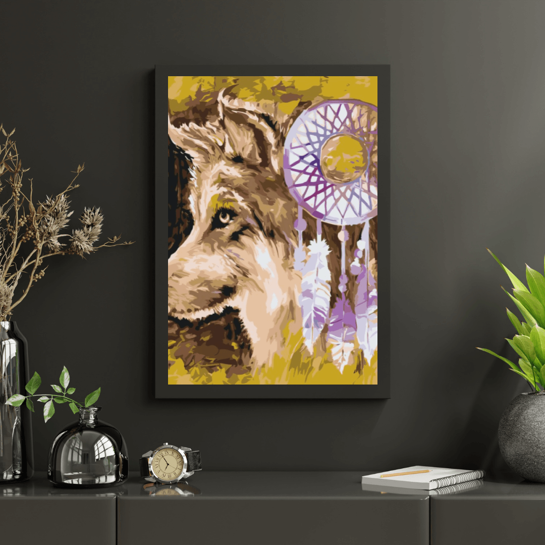 Diamond Painting - Der Wolf und der Traumfänger - SEOS®