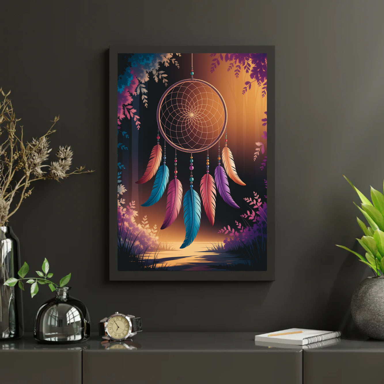 Diamond Painting - Traumfänger mit Federn und Perlen