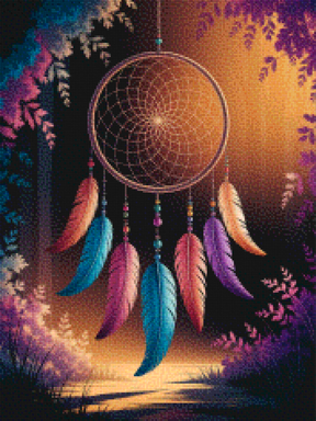 Diamond Painting - Traumfänger mit Federn und Perlen