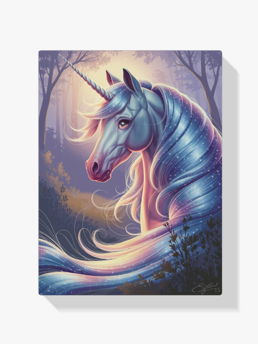 Diamond Painting – Verträumter Einhornkopf mit wallender Mähne