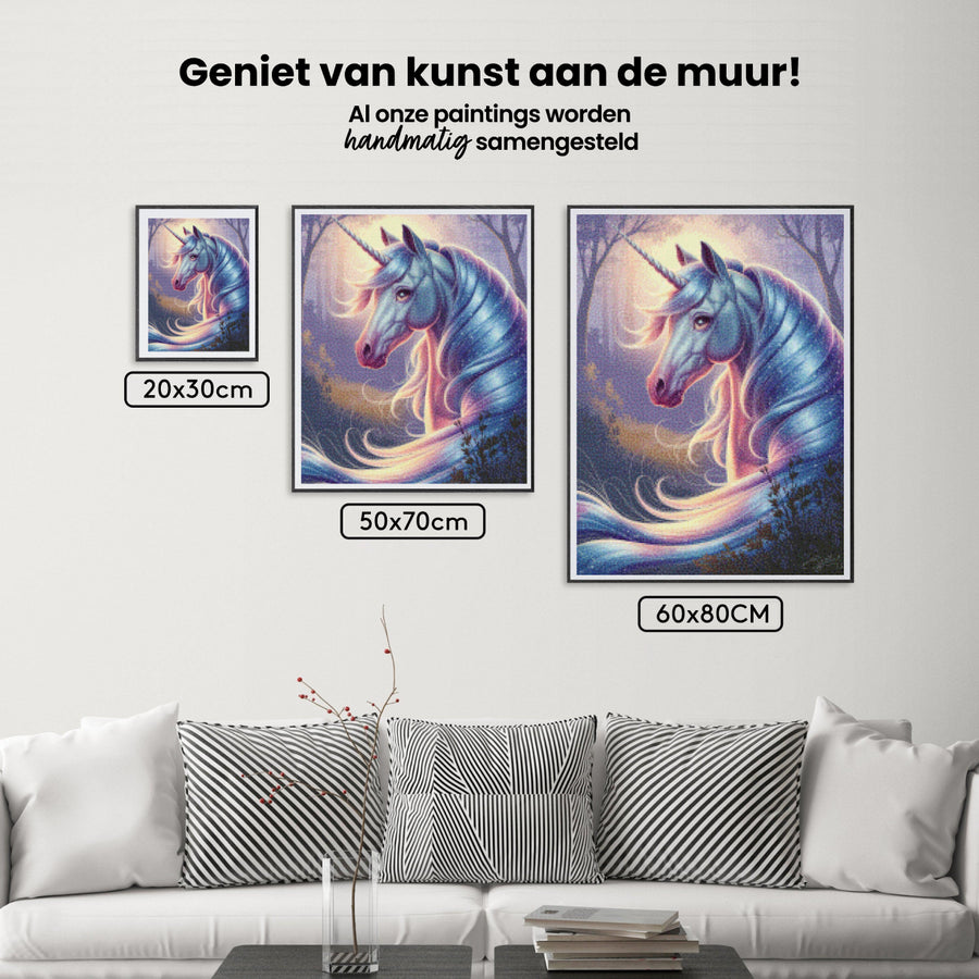 Diamond Painting – Verträumter Einhornkopf mit wallender Mähne