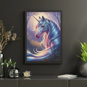 Diamond Painting – Verträumter Einhornkopf mit wallender Mähne