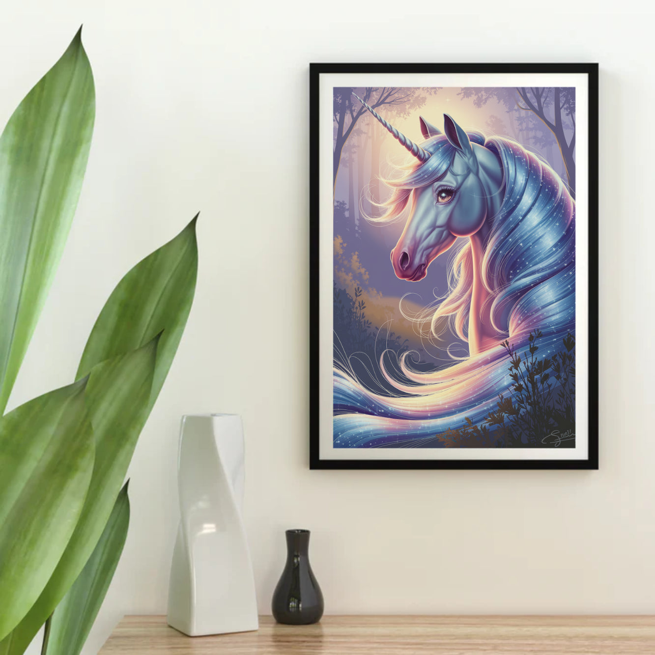 Diamond Painting – Verträumter Einhornkopf mit wallender Mähne