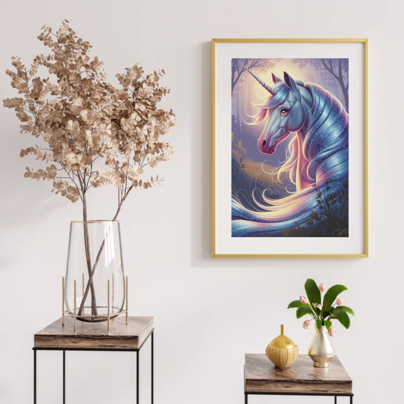 Diamond Painting – Verträumter Einhornkopf mit wallender Mähne