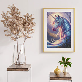 Diamond Painting – Verträumter Einhornkopf mit wallender Mähne