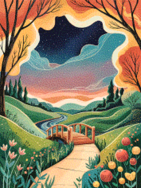 Diamantmalerei - Traumlandschaftsbrücke