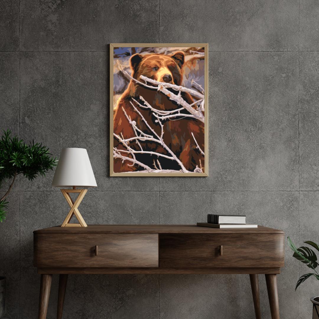 Diamantmalerei – Ein Bär lauert auf Beute – SEOS®