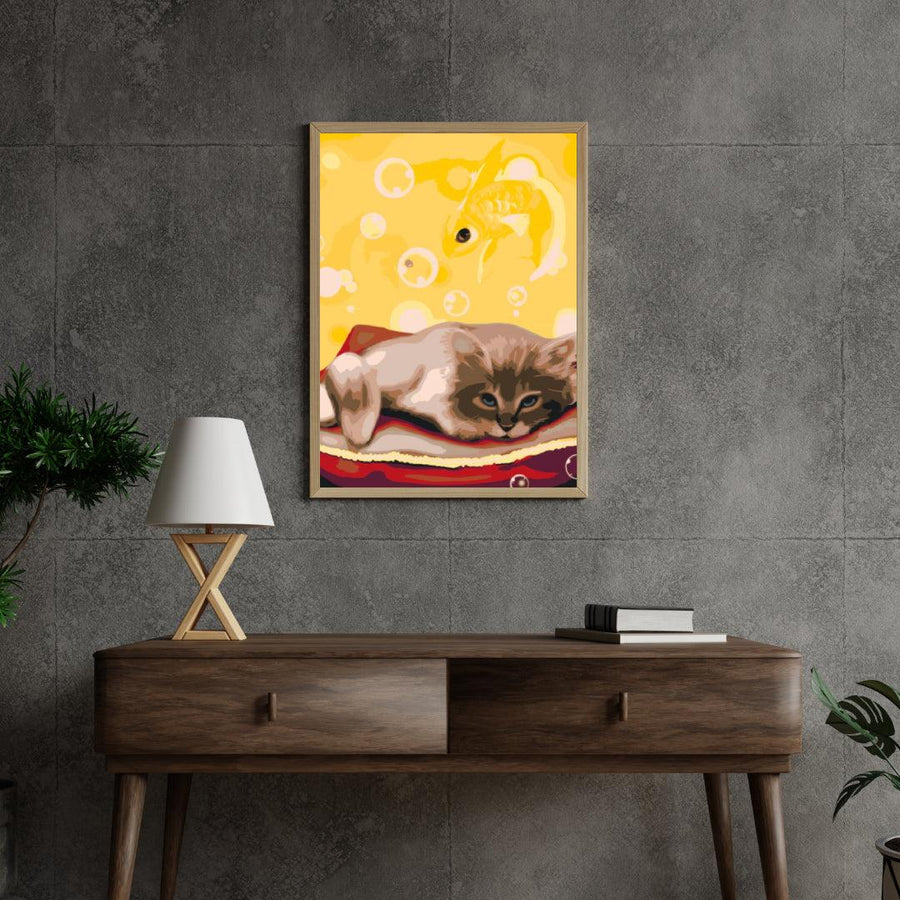 Diamond Painting – Eine Katze träumt von einem Fisch – SEOS®