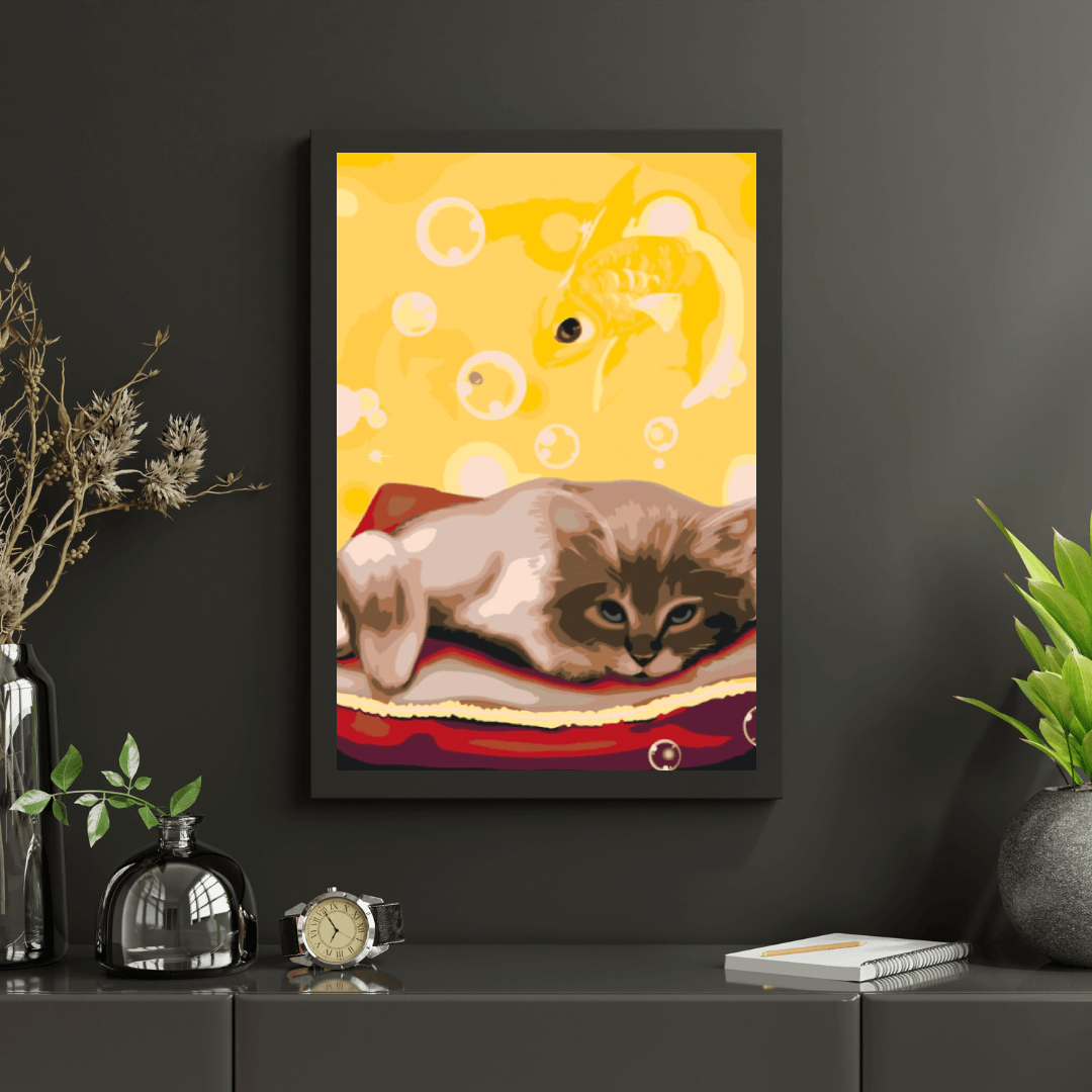 Diamond Painting – Eine Katze träumt von einem Fisch – SEOS®
