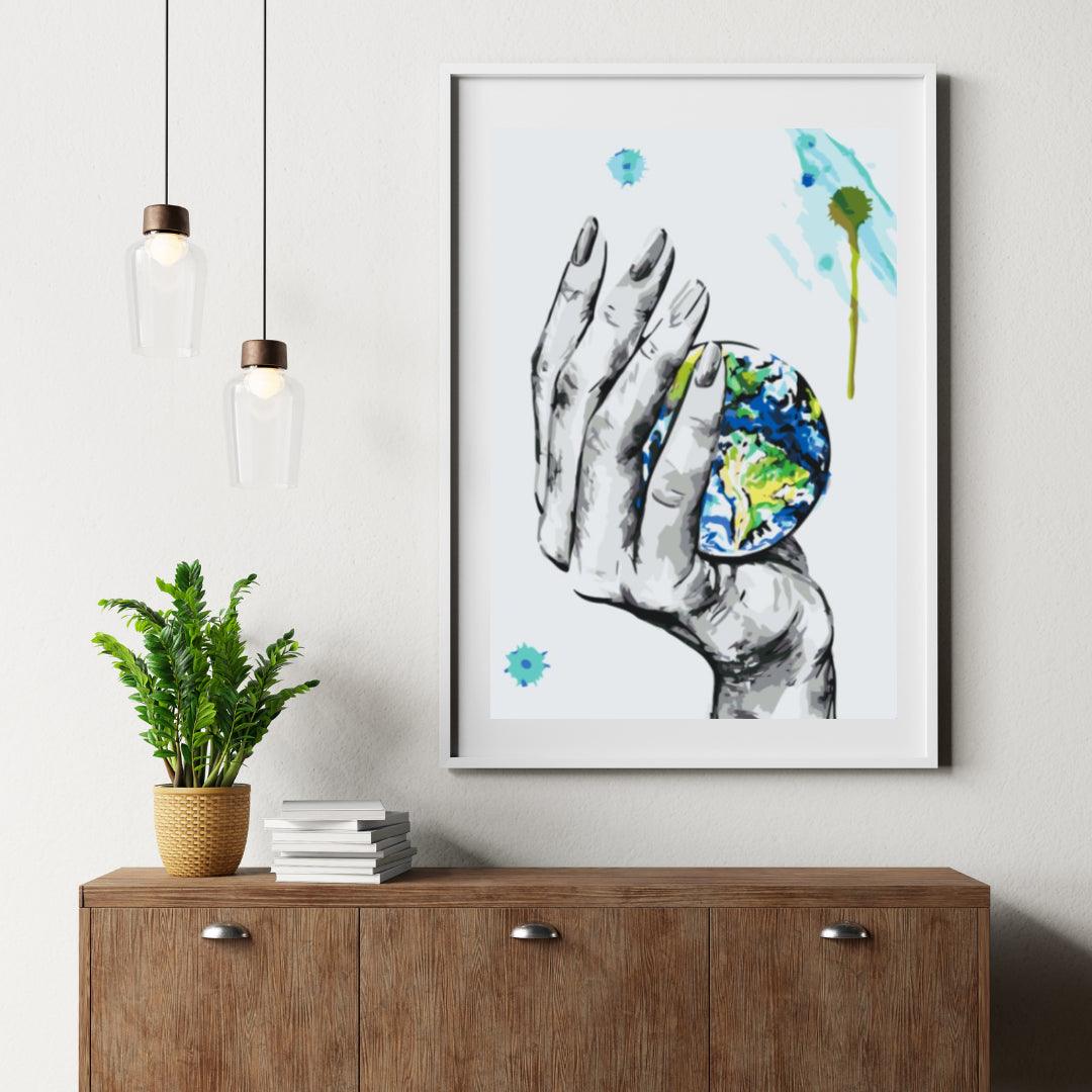Diamantmalerei – Ein Planet in der Hand einer Frau – SEOS Shop ®