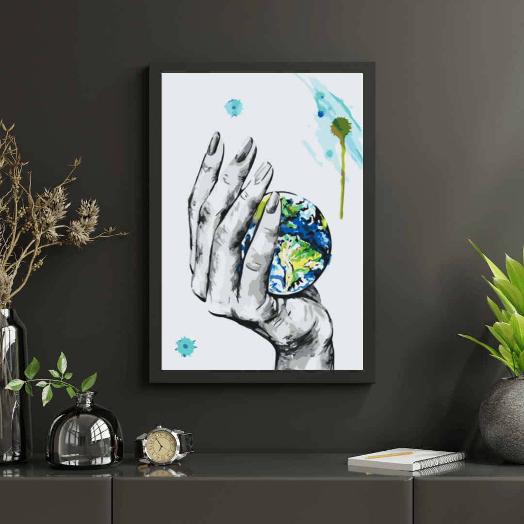 Diamantmalerei – Ein Planet in der Hand einer Frau – SEOS Shop ®