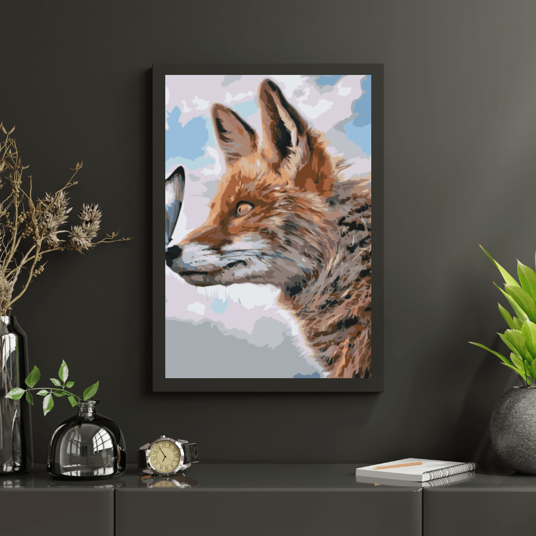 Diamond Painting – Ein Fuchs mit einem Schmetterling auf der Schnauze – SEOS®