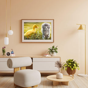Diamond Painting - Ente spielt mit Katze - SEOS®