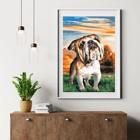 Diamond Painting - Englische Bulldogge im Garten - SEOS®