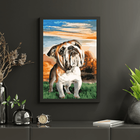 Diamond Painting - Englische Bulldogge im Garten - SEOS®