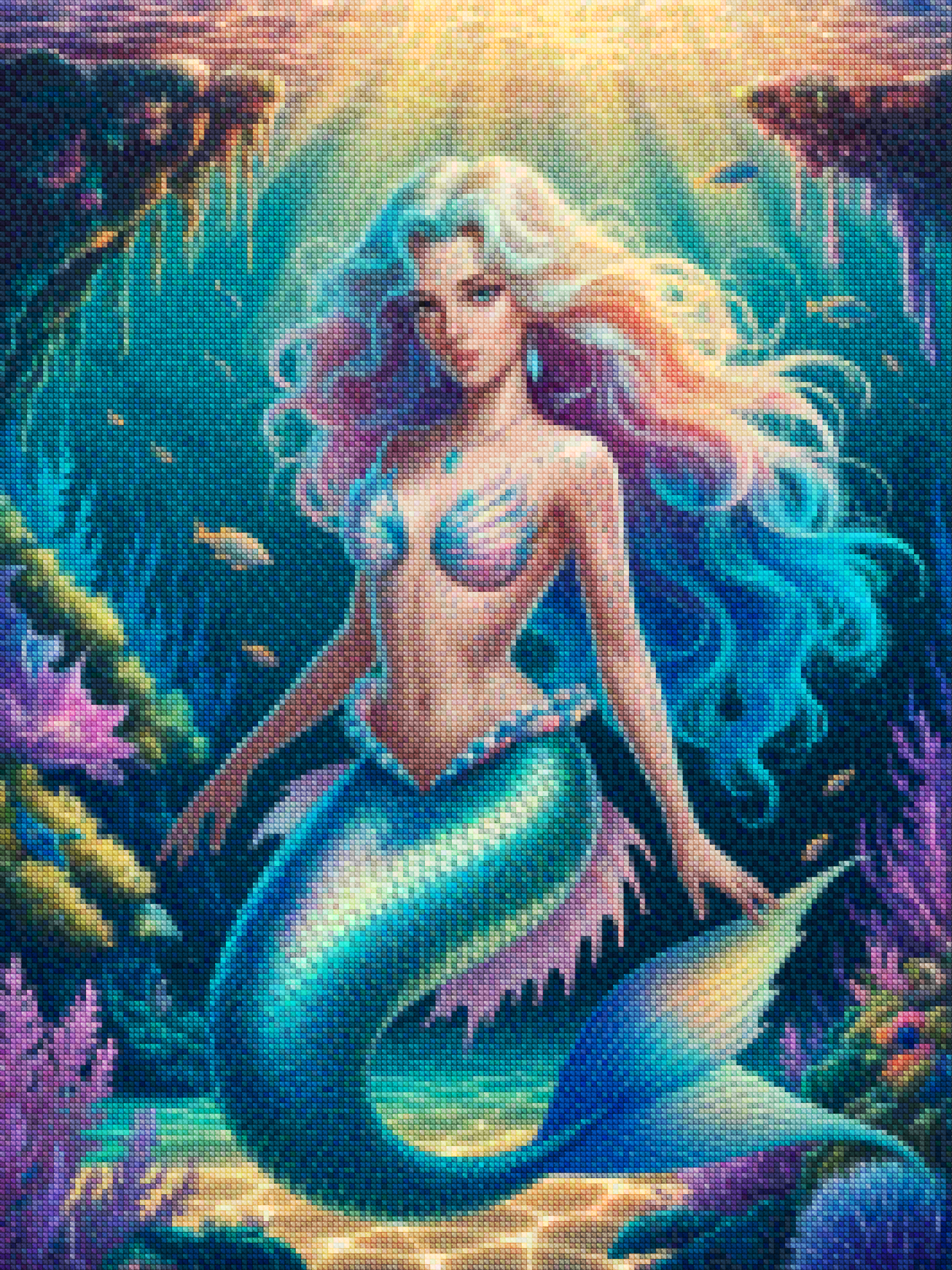 Diamond Painting - Fantasie-Meerjungfrau mit glitzernden Schuppen