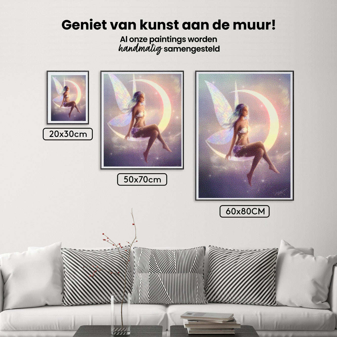 Diamantmalerei – Fee sitzt auf einer Mondsichel