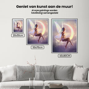 Diamantmalerei – Fee sitzt auf einer Mondsichel