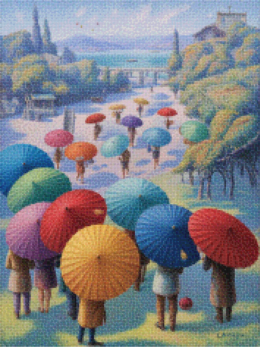 Diamantmalerei - Festival der Regenschirme