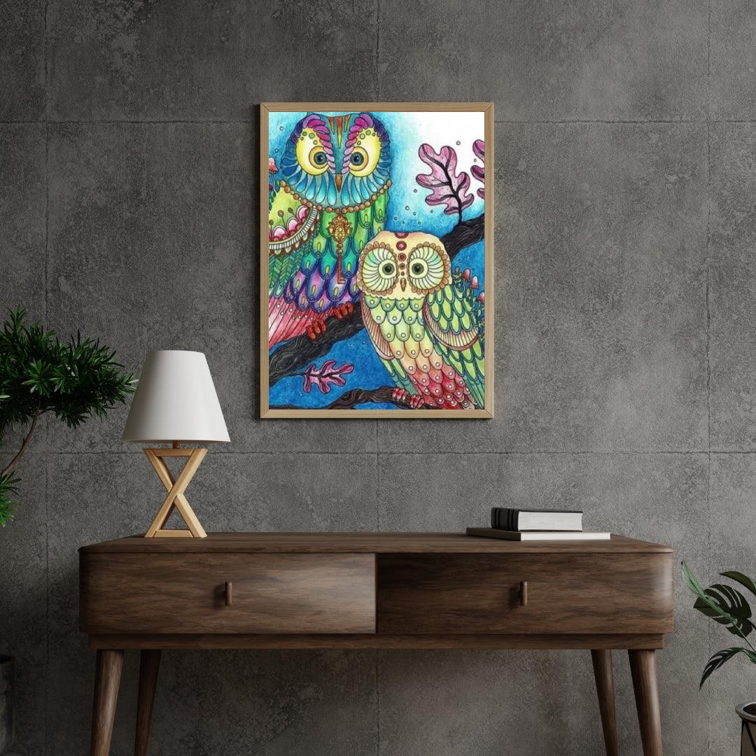 Diamantmalerei - Farbige Eule - SEOS®