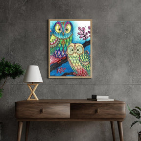 Diamantmalerei - Farbige Eule - SEOS®