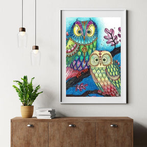 Diamantmalerei - Farbige Eule - SEOS®