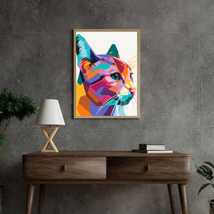Diamantmalerei – Geometrische Katze – SEOS®