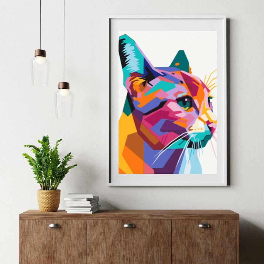 Diamantmalerei – Geometrische Katze – SEOS®