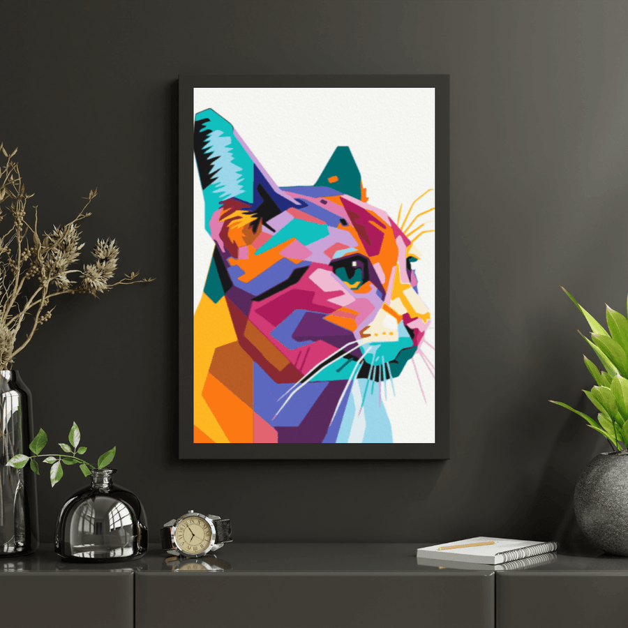 Diamantmalerei – Geometrische Katze – SEOS®
