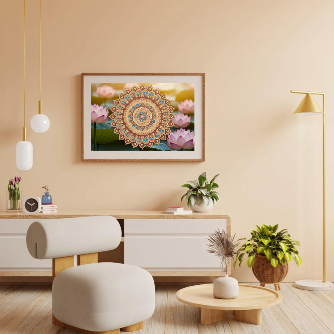 Diamantmalerei – Goldenes Mandala mit komplizierten Details