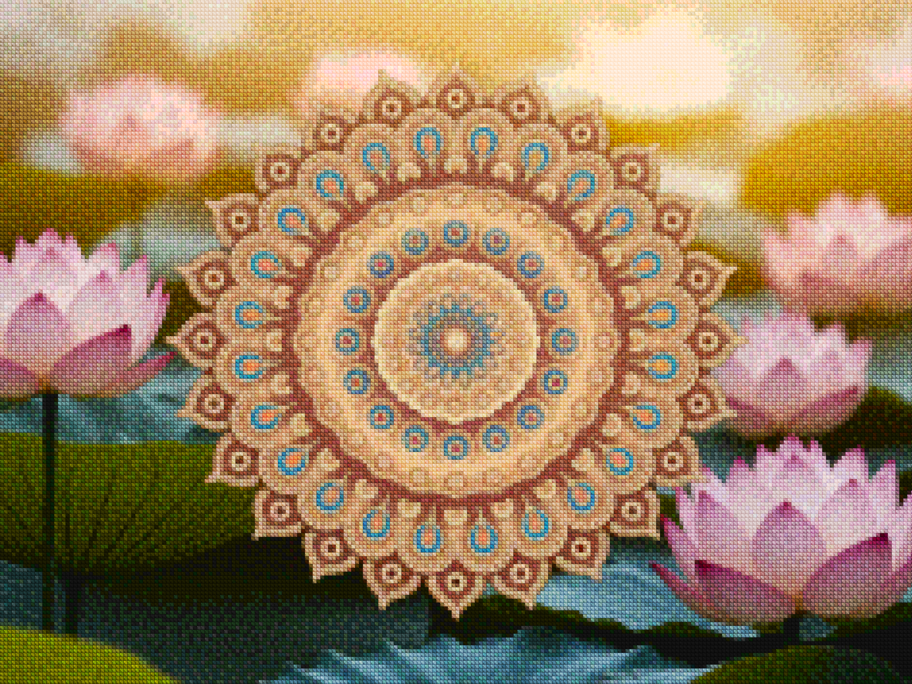 Diamantmalerei – Goldenes Mandala mit komplizierten Details