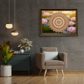 Diamantmalerei – Goldenes Mandala mit komplizierten Details